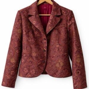 HAGGAR | Vintage Paisley Tapestry Blazer Burgundy